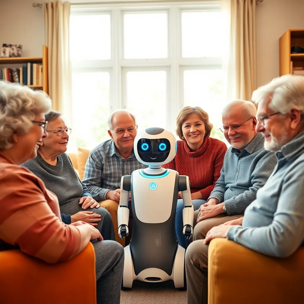 An AI robot with retirees