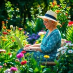 A lady working in her garden