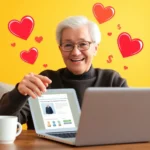 senior enjoying working with AI