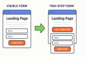 Comparison between visible form and two-step pop-up form for higher conversions
