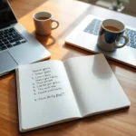 11909 Notebook with three daily goals for new marketers success.