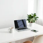 Home office setup in a quiet corner, designed for focus and productivity