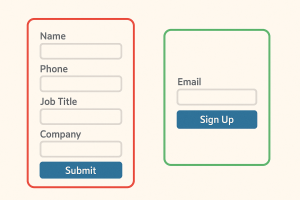  Example showing how fewer form fields improve landing page opt-ins