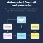 Automated email drip sequence showing a 5-day welcome flow.