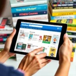 ClickBank marketplace with digital products displayed on a tablet