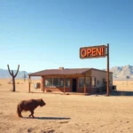 22109 Empty shop in the desert showing the myth of build it and they will come.