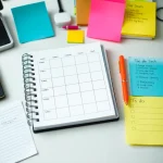 Daily planner with time blocks for focused work and breaks