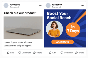 Comparison of strong vs weak Facebook ad creative