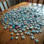 Half-finished jigsaw puzzle with scattered pieces, symbolizing scrambled focus when inconsistency ruins plans.

