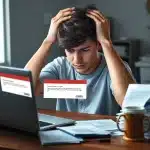31709 Beginner struggling with internet marketing tech problems on laptop.