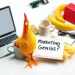 Humorous flat lay with odd props used to grab attention in online content.