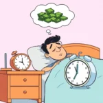 32109 Cartoon showing someone dreaming of overnight riches while time keeps moving.