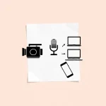 33009 Illustration of one idea turning into video, podcast, blog, and social content.