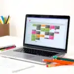 Planning content strategy with a digital calendar and to-do list setup