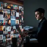 42709 New internet marketer comparing themselves to others’ success online.