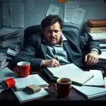52709 Burnt-out beginner internet marketer exhausted from working nonstop.