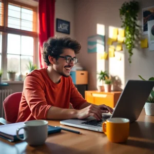 header New marketer starting the day with clear goals and energy for Internet Profit Success.