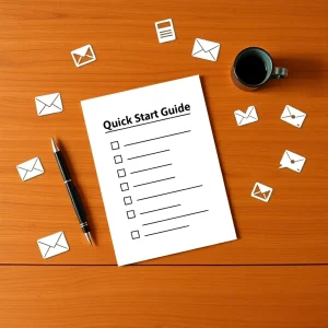 1191025 Printed checklist for a lead magnet on a wooden desk with pen