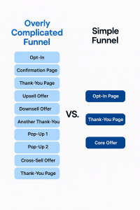 Comparison between a complicated funnel and a simplified 3-step funnel