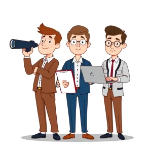 2021125 Visual metaphor of Entrepreneur, Manager, and Technician roles in E-Myth marketing systems.