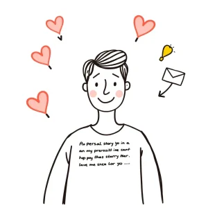 2061125 Illustration of someone connecting through email by telling a personal story.