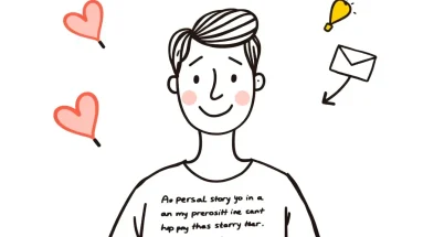 Illustration of someone connecting through email by telling a personal story.