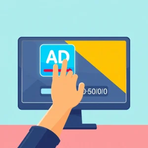 2081025 Illustration showing pay-per-click advertising and click-through rate in action.