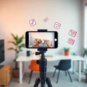 2121025 Recording a faceless TikTok video with hands-only on screen