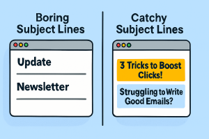 2171025 Comparison of boring vs catchy email subject lines
