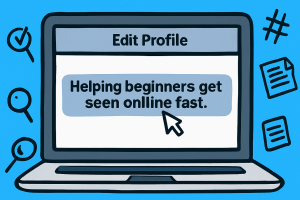 2211025 Editing a social media bio with keyword “get seen online fast” for better visibility