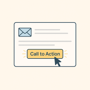 3061125 Graphic of an email with a clear call-to-action button being clicked.
