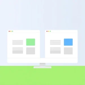3081025 Example of A/B testing with two versions of a landing page.
