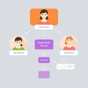 3171025 Flowchart showing personalized email segments for different subscriber types
