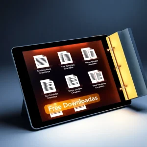 3191025 Tablet screen showing resource library lead magnet with free downloads