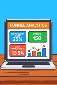 Funnel analytics dashboard showing key performance metrics