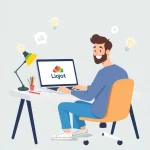 40610 Freelancer designing logo on laptop, representing Fiverr affiliate marketplace.