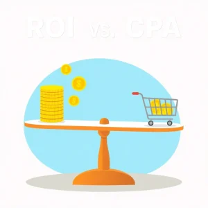 4081025 Illustration of return on investment and cost per acquisition comparison.