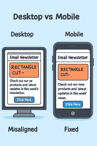 4161025 Side-by-side of broken vs optimized email on mobile and desktop