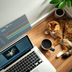 4181025 Behind-the-scenes photo of a content creator’s work in progress