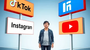 Person choosing a platform to get seen online fast through TikTok, Instagram, LinkedIn, and YouTube