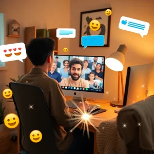 1131125 Creator hosting a surprise livestream with enthusiastic fan reactions on screen.