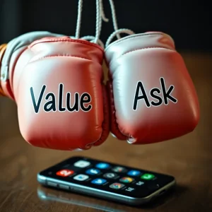 Illustration of value-first content strategy using boxing metaphor inspired by Gary Vee marketing hacks for beginners.
