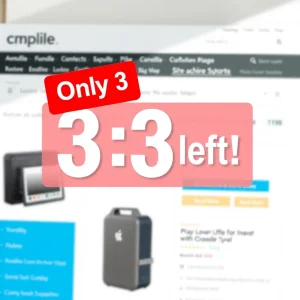 Digital countdown timer and limited product availability badge to illustrate urgency and scarcity in marketing.
