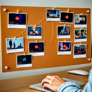 2301125 Strategy board with YouTube affiliate channels mapped out visually.