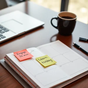 A productivity planner showing a simple daily routine for consistent content hustle
