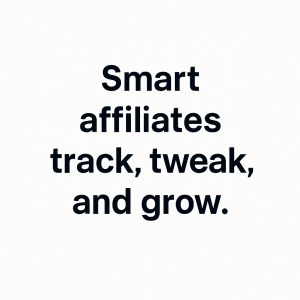 Graphic quote saying ‘Smart affiliates track, tweak, and grow