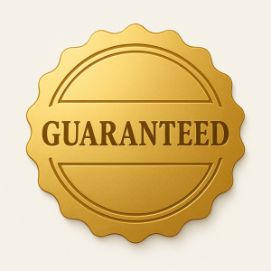 4121125 Golden badge with the word GUARANTEED to symbolize trust and reliability