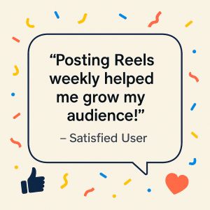 Client testimonial quote with positive engagement icons