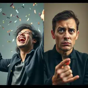 Visual contrast of someone achieving success vs another missing out, illustrating loss aversion in marketing.
