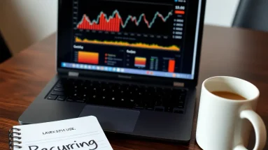 Recurring affiliate programs strategy workspace with laptop and notepad